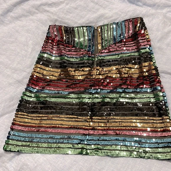 Anthropologie Moulinette Souers Sequined Soirée striped Skirt - Picture 7 of 9